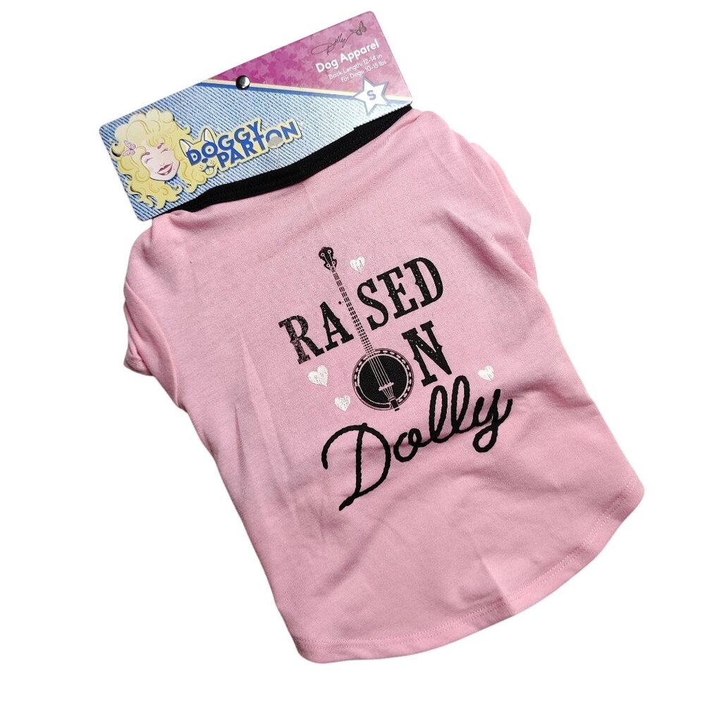 Doggy Parton Dog Small Raised On Dolly Pink Graphic T-Shirt